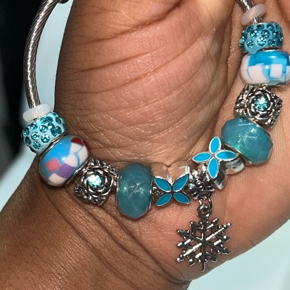 Silver and Blue Charm Bracelet Set - Picture 4 of 5